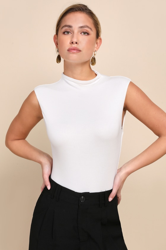 Chic Ivory Bodysuit - Sleeveless Bodysuit - Funnel Neck Bodysuit - Lulus