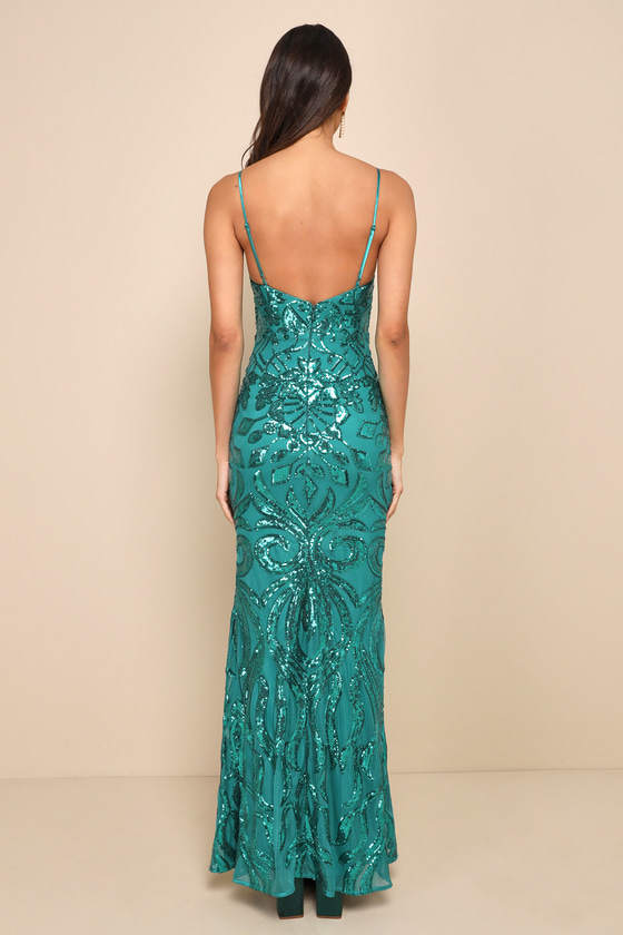 Lulus Made For Magic Teal Green Sequin Mermaid Maxi Dress In Teal Green
