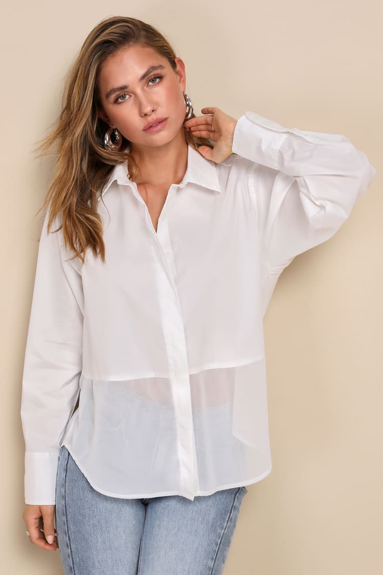chinese dress ladies Port Authority LW100 Womens White Carefree Stain Resistant Long Sleeve  Button Down Shirt — BigTopShirtShop.com main image 0