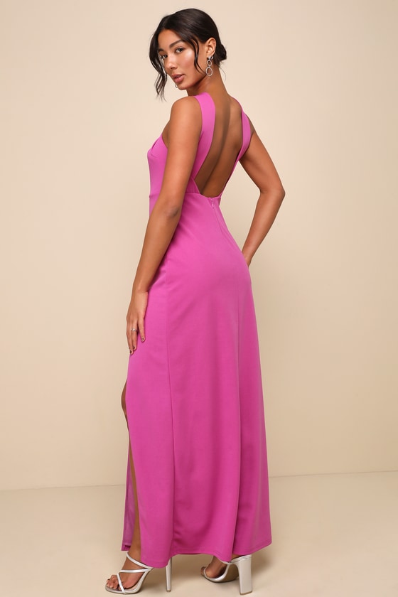 Glorious Perfection Magenta Purple Cross-Front Column Maxi Dress 4