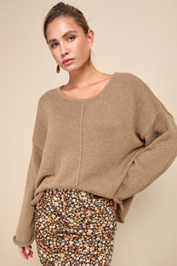 Cozy Essence Light Brown Oversized Pullover Sweater