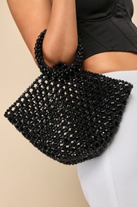 Luxe Addition Black Beaded Mini Handbag