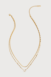 Luxe Personality Gold Rhinestone Herringbone Layered Necklace