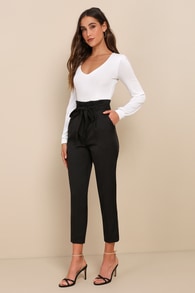 With Confidence Black Paper Bag Waist Pants