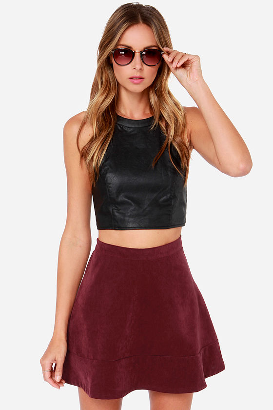 Burgundy Skirt - Mini Skirt - Flared Skirt - $48.00 - Lulus