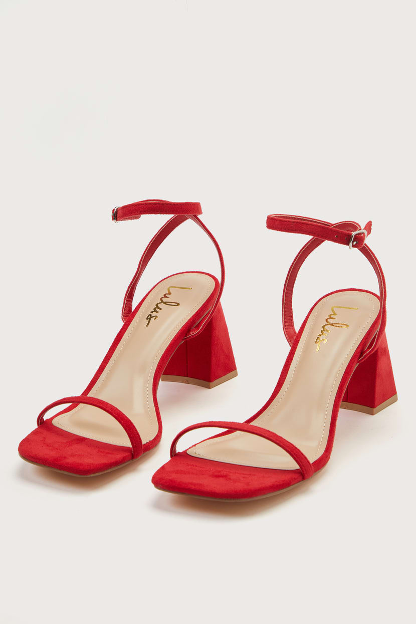 Red Suede Red Strap High Heels Sedna Red Suede Ankle Strap High
