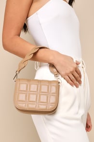 Chic Versatility Tan Quilted Crossbody Bag