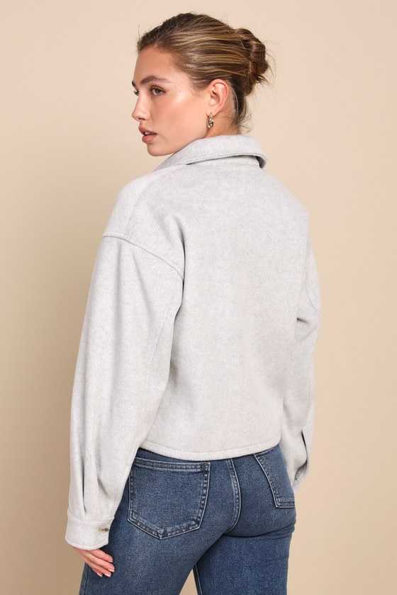 Grey Cropped Shacket - Grey Outerwear - Grey Cropped Jacket