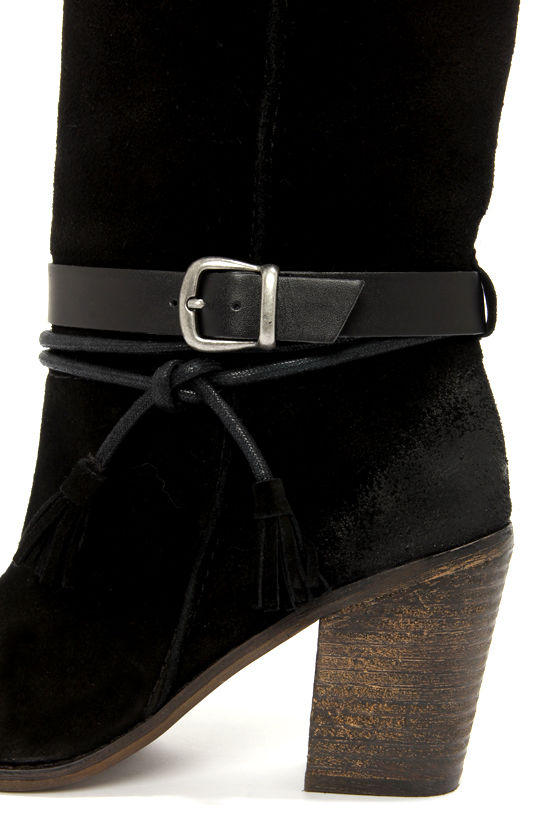 black boots heels suede