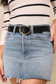 Nicest Necessity Black and Gold Oval Buckle Belt