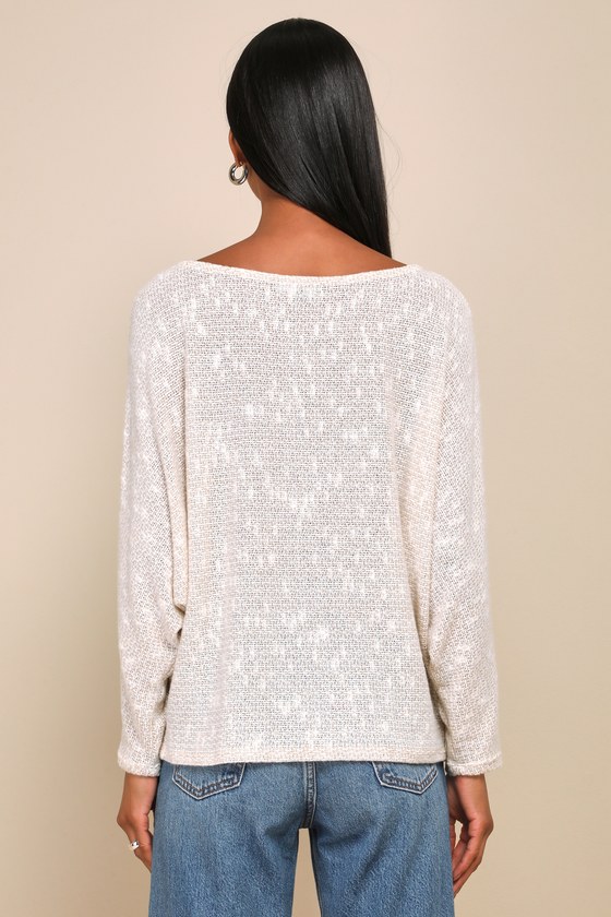 Shop Lulus Perfect Mix Heather Ivory Dolman Sleeve Sweater Top