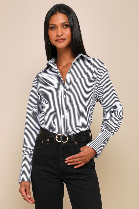 4th & Reckless Haleema Top - Black Striped Top - Button-Up Shirt - Lulus