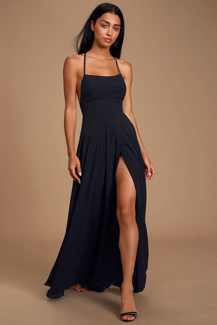 Glam Black Maxi Dress - Backless Maxi Dress - Black Gown - Lulus