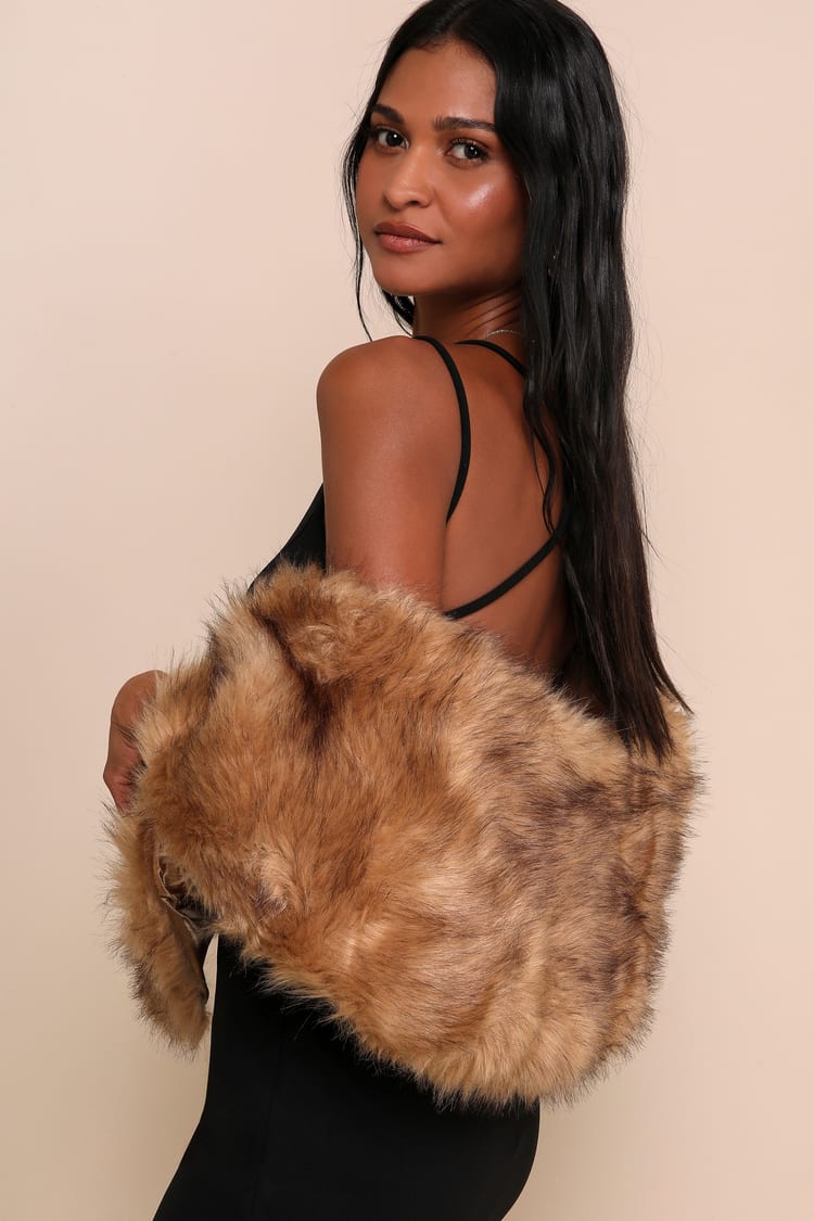Brown Faux Fur Stole | Womens | One Size | 100% Polyester | Lulus