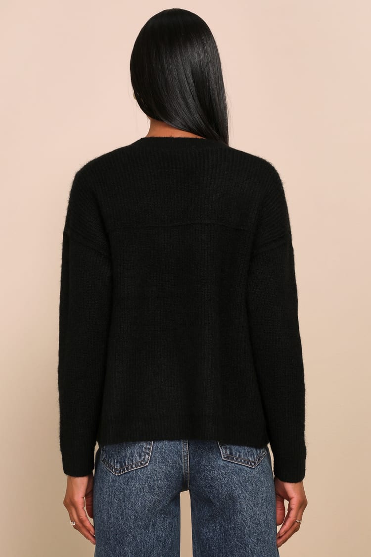 Essence of Cozy Black Open-Front Cardigan