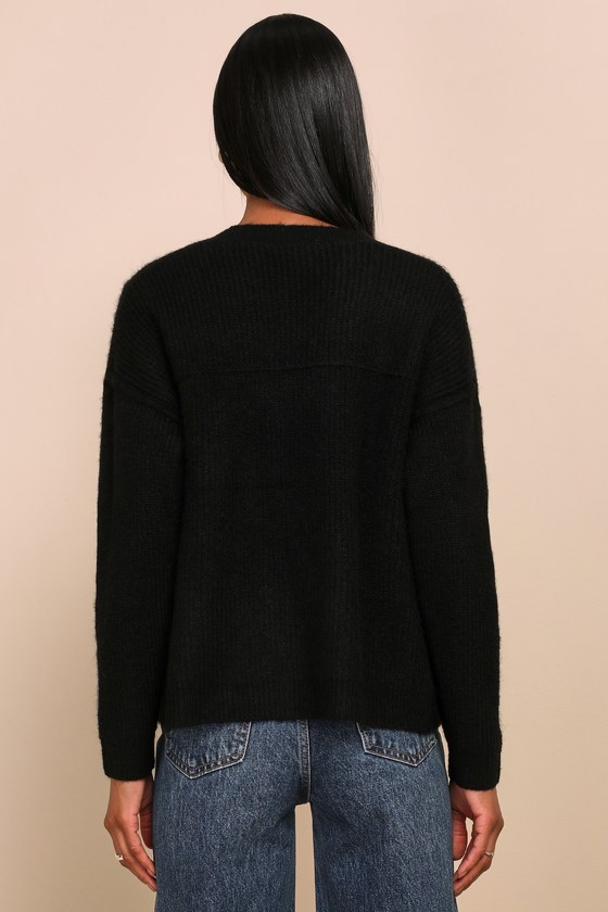 Essence of Cozy Black Open-Front Cardigan 6
