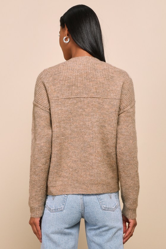 Beige Open-Front Cardigan - Knit Cardigan - Cardigan With