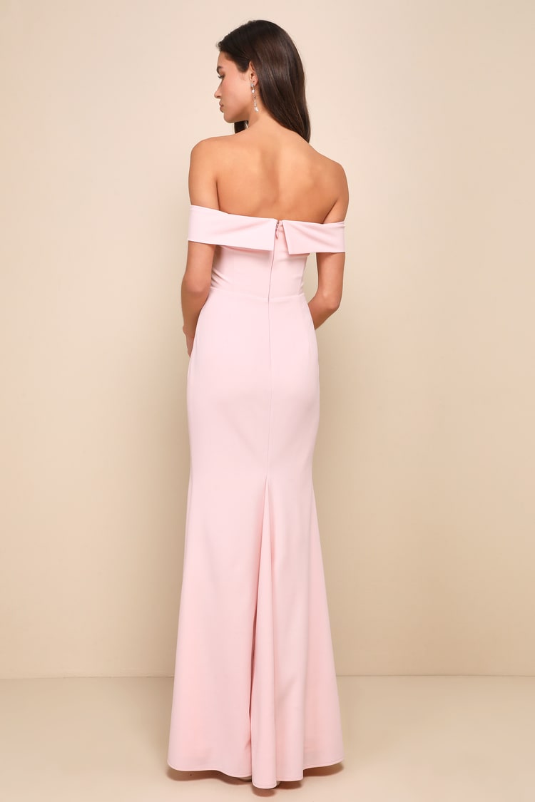 off shoulder formal dress with sleeves Corset-Back Long Prom Dress with Beads