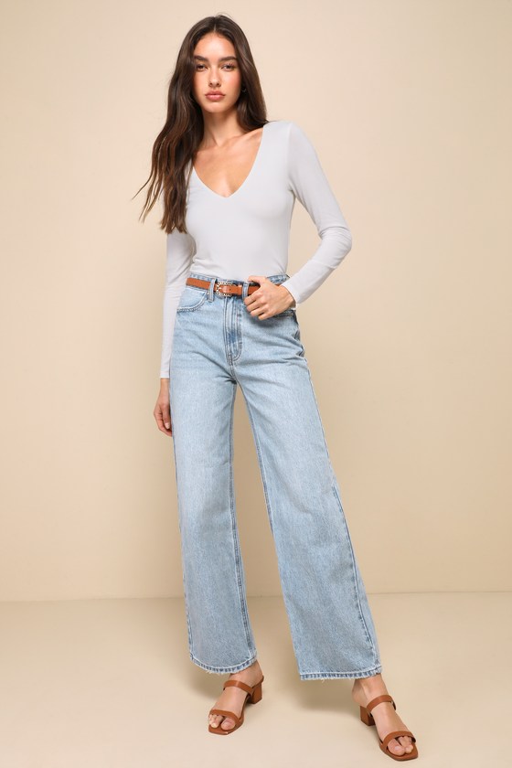 Shop Jbd Skilled Sweetie Light Wash High-rise Wide-leg Denim Jeans In Blue