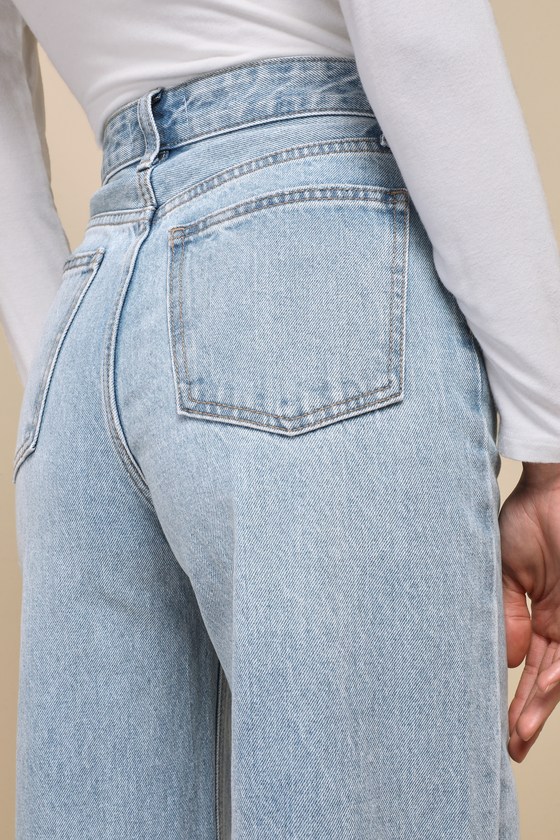 Shop Jbd Skilled Sweetie Light Wash High-rise Wide-leg Denim Jeans In Blue