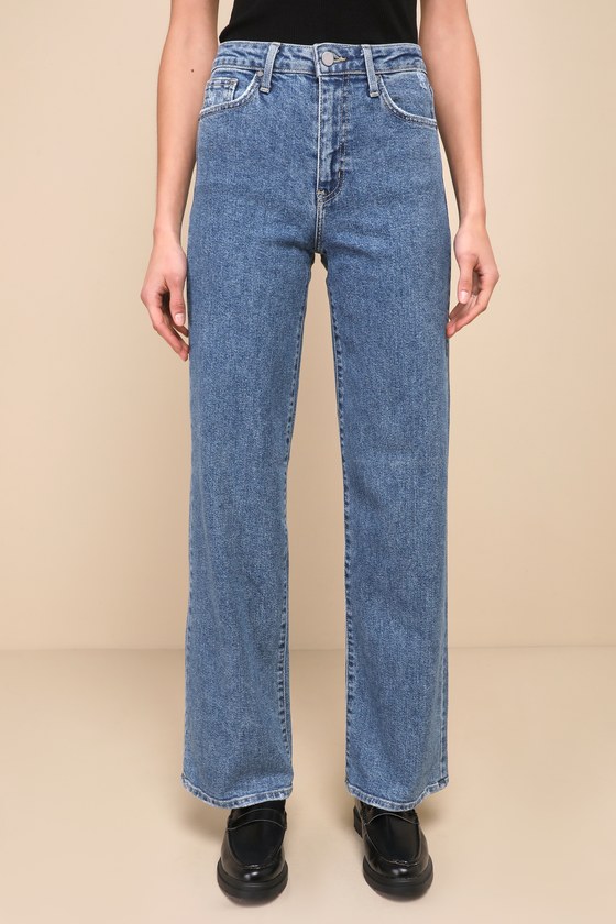 Cool Influence Medium Wash Denim High-Rise Wide Leg Jeans 3