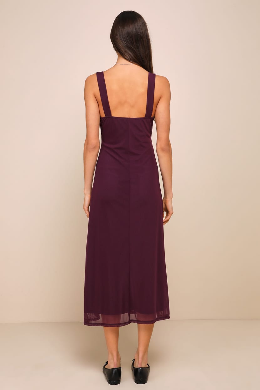 Purple Midi Dress - Lace Mesh Dress - Sleeveless Slip Dress - Lulus