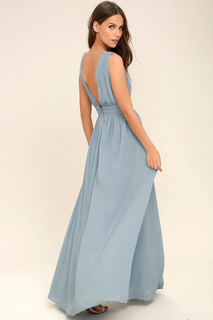 Light Blue Chiffon Dress - Backless Maxi Dress - Sleeveless Maxi - Lulus