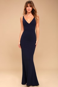 Melora Navy Blue Sleeveless Maxi Dress
