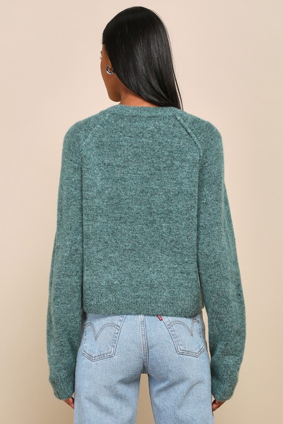 Comfiest Trend Heather Teal Crewneck Pullover Sweater