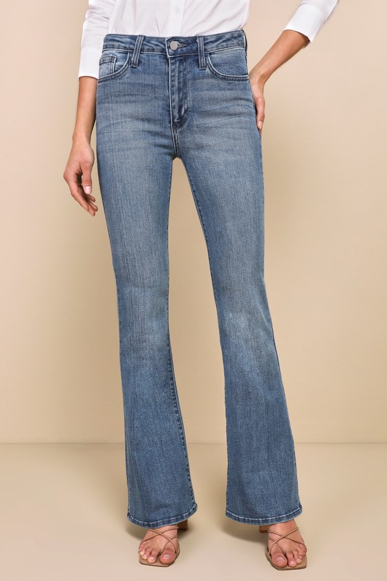 Break Away Medium Wash High-Rise Flare Jeans 8