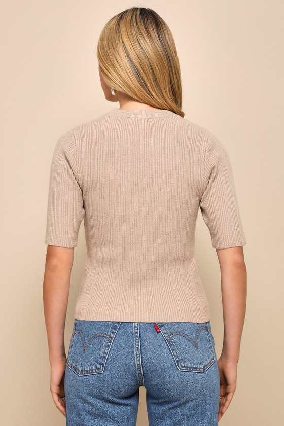 Shop Lulus Stylish Perfection Beige Ribbed Knit Sweater Top