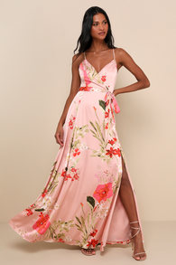 Still the One Blush Pink Floral Print Satin Maxi Dress 11
