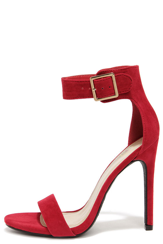 deep red heeled sandals
