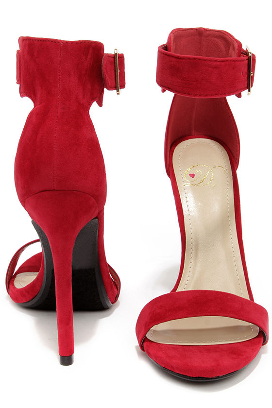 red one strap heels
