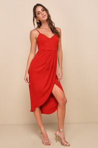 Reinette Rust Red Midi Dress