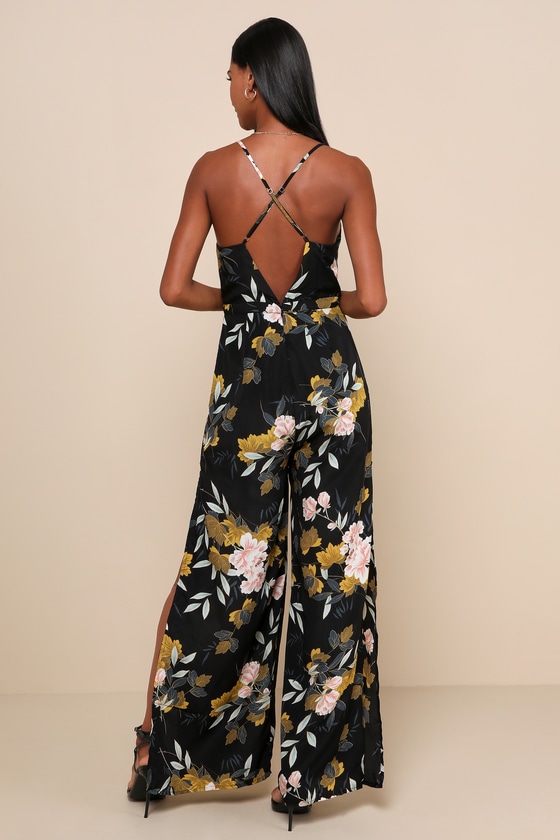 Beautiful Blooms Black Floral Print Wide-Leg Jumpsuit 6
