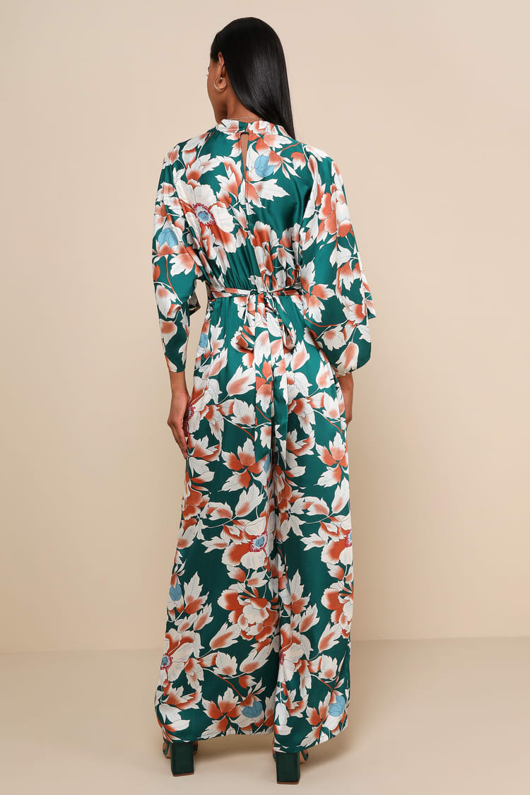From Sunrise Teal Floral Print Wide-Leg Jumpsuit