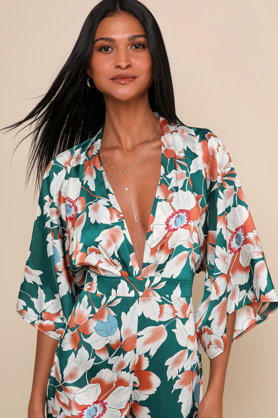 From Sunrise Teal Floral Print Wide-Leg Jumpsuit - thumbnail 4