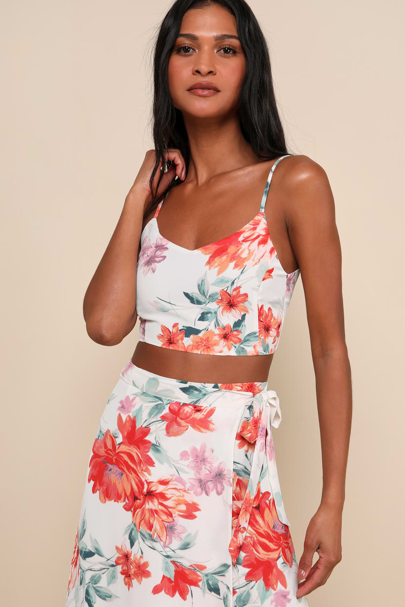 chinese dress ladies MESLIMA Two Piece Dress for Women Summer 2025-Boho Printed Crop Top  Set+Split Beach Party Maxi Dress at Amazon Women's Clothing store main image 1