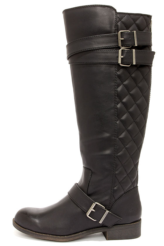 wide calf quilted riding boots