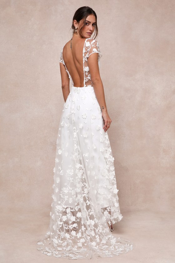Sophisticated Passion White Floral Embroidered Overlay Jumpsuit 3