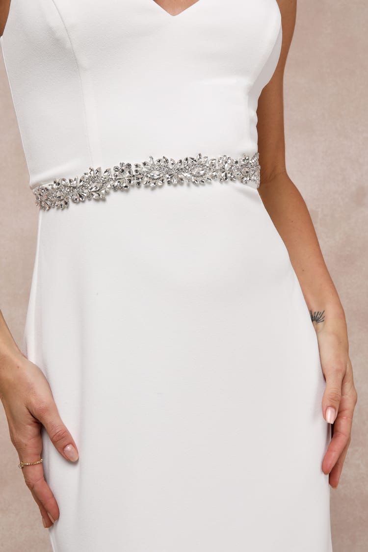 Wedding Dress With Silver Belt Belt White Wedding Dress