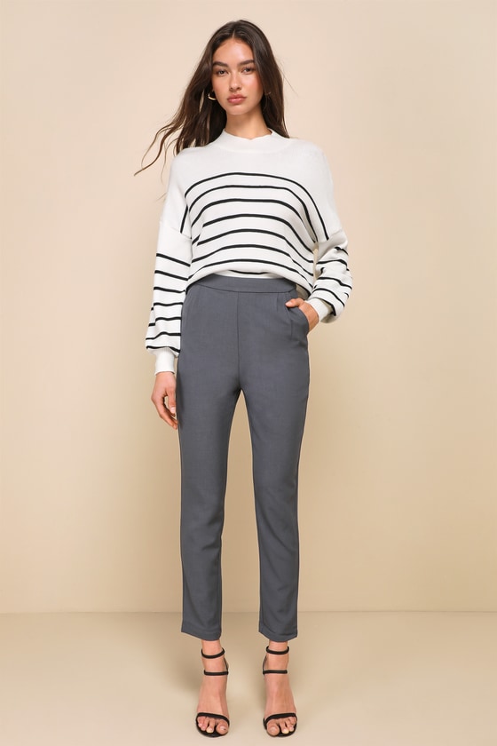 Kick It Grey High-Waisted Trouser Pants 8