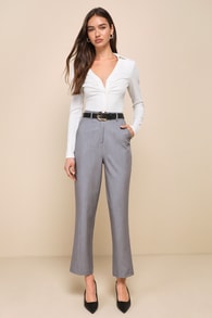 Chic Endeavor Grey High Rise Tapered Trouser Pants