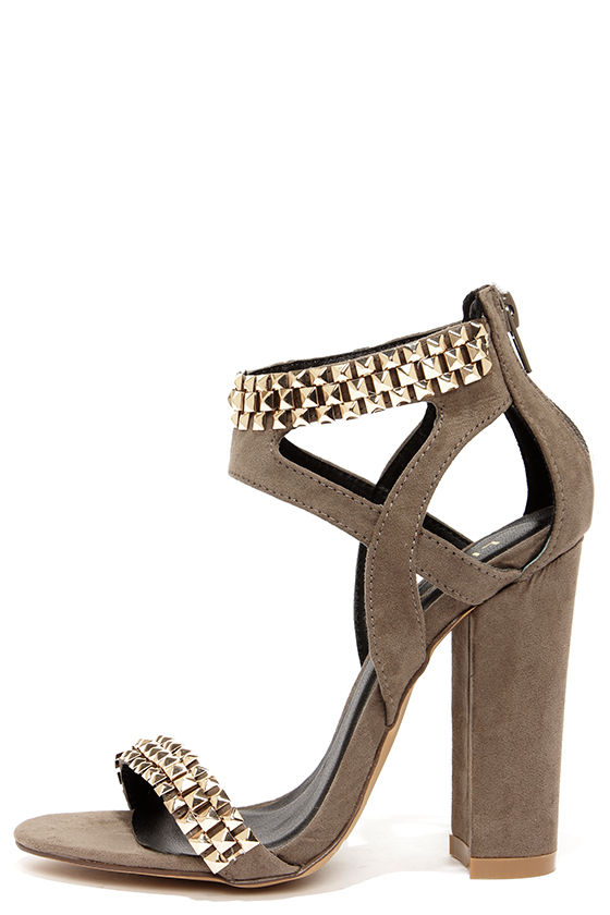 Cute Grey Heels - Studded Heels - High Heel Sandals - $40.00 - Lulus