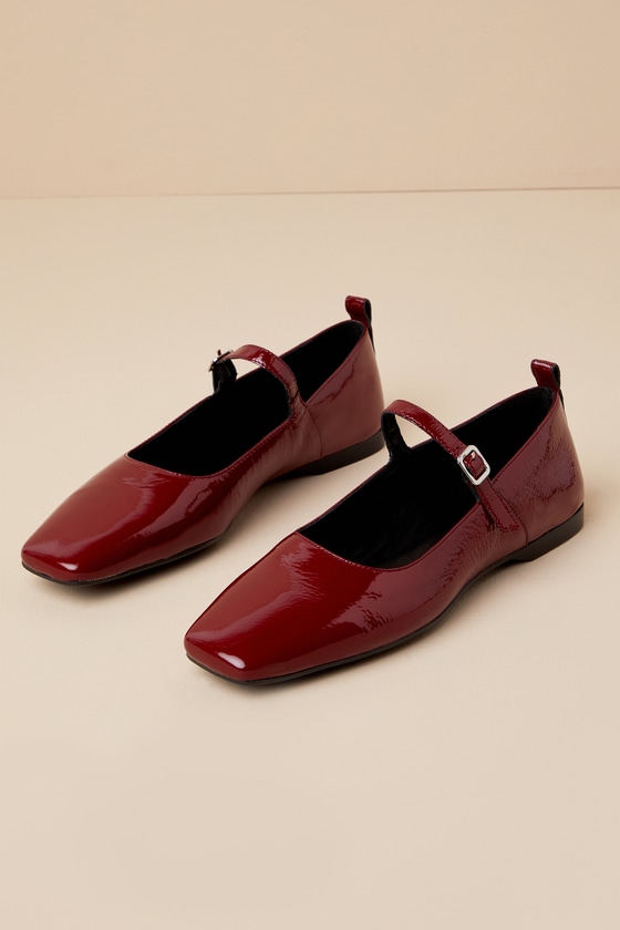 Shop Vagabond Shoemakers Delia Dark Red Patent Leather Buckle Ballet Flats