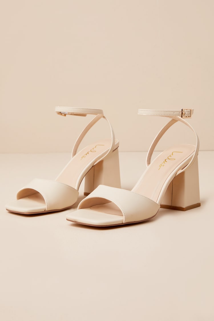 Faunna Bone Ankle Strap High Heel Sandals