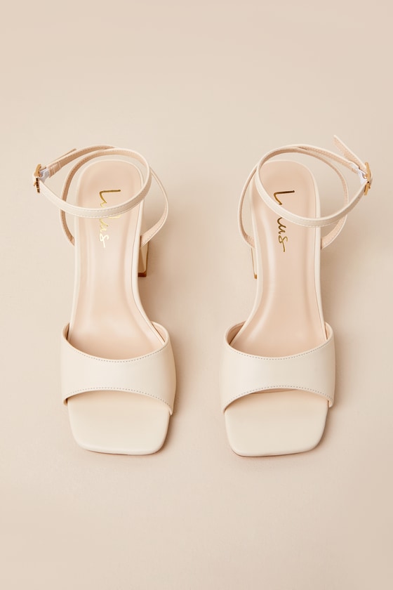 Lulus Faunna Bone Ankle Strap High Heel Sandals In White