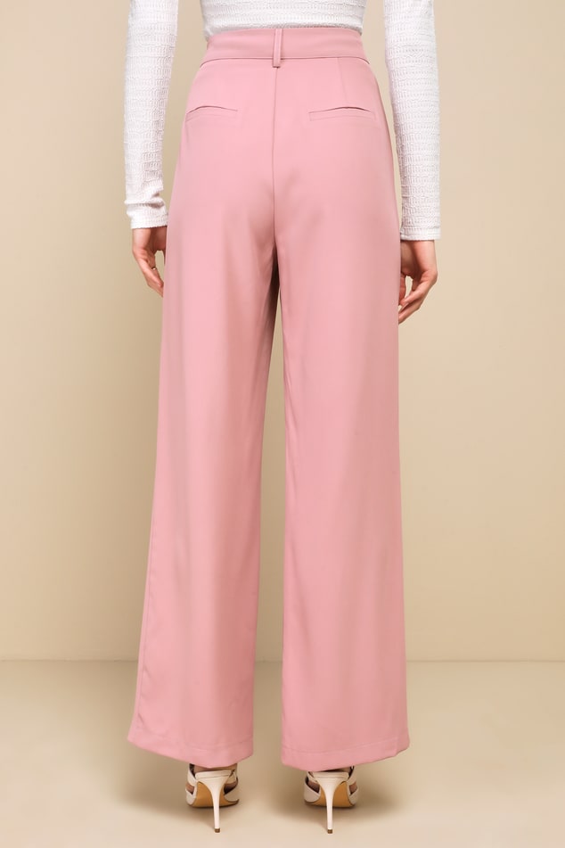 Posh Potential Dusty Rose Twill High Rise Wide-Leg Pants
