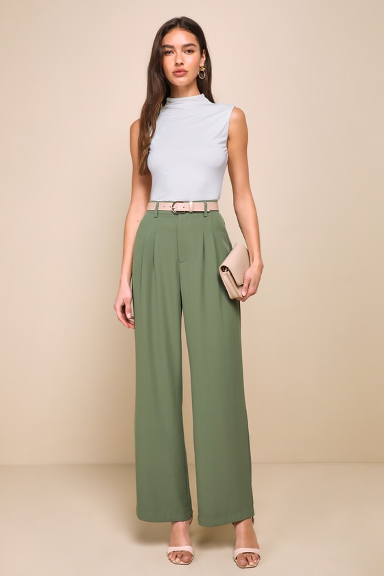 Viplisa Hw Wide Pants Oil Green